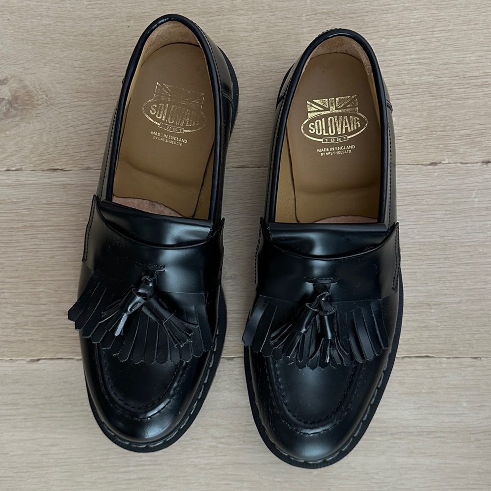Solovair Women's Black Tassel Loafers